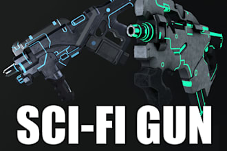 create high quality 3d sci fi gun model