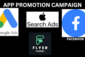do mobile app promotion, app install with google ads, apple ads or facebook ads