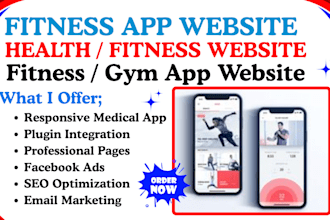 build fitness app, health and fitness, fitness videos for your app, gym website