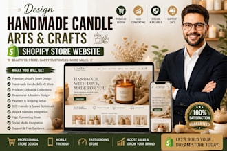design handmade candle arts and crafts shopify store website
