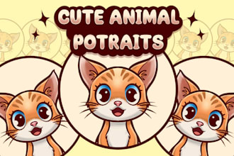 draw a cute animal portrait, animal logo cartoon, animal illustration