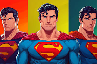 do superhero cartoon character caricature and friendship portrait