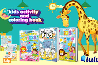 create kids activity book, coloring book and KDP book cover