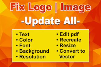 edit logo, resize image, change color, redesign any graphic design into vector