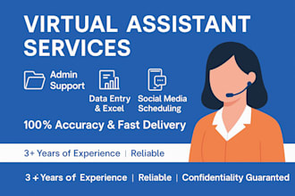 provide expert virtual assistant services for admin, excel, and social media