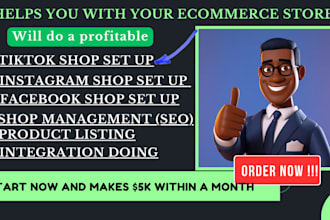 set up instagram shop, tiktok shop, facebook shop, and do instagram marketing