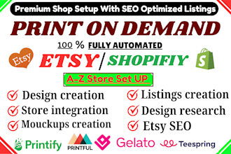 set up etsy pod, etsy print on demand dropshipping store with printifiy, gelato