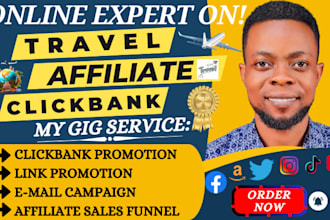 do travel affiliate website, clickbank affiliate link promotion and sales funnel