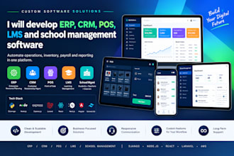 desarrollaré software de gestión empresarial, CRM, pos, lms y gestión escolar