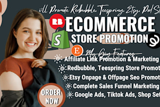 promote redbubble, teespring, etsy, shopify print on demand affiliate link promo