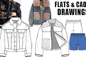 create fashion cad illustration flats technical drawings