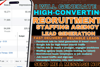 recruitment leads staffing agency leads job board facebook ads google tiktok ads
