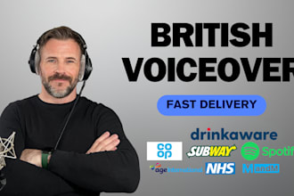 record a natural, warm, energetic, authentic, british male voiceover