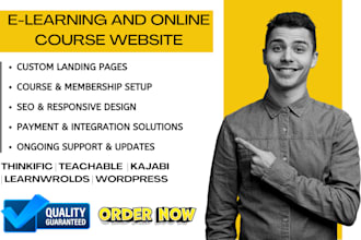 create thinkific, kajabi, online course and full website