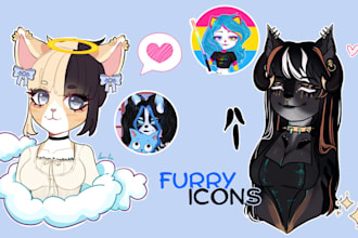draw cute furry icons and profile pictures of your ocs