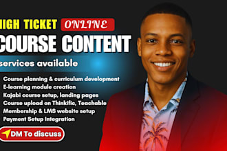 create upskilling online course content, elearning modules, kajabi online course