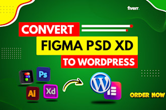 covert psd xd figma to wordpress, landing page design figma to elementor