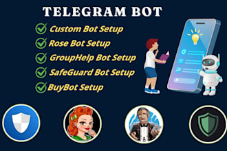 setup rose bot or custom bot in your telegram group