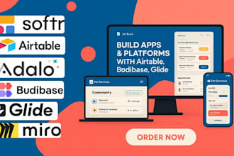 design airtable, adalo, softr, client portal, glide, supabase, miro, budibase
