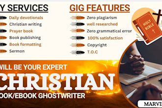 write ebooks on christian, devotional, sermon, religion, and workbook design
