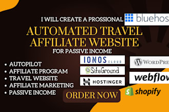 create automated travel affiliate  website for passive income