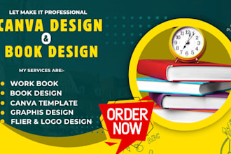 design ebooks pdfs workbooks  kindle books logo flyer in canvas