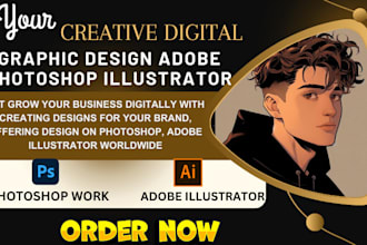 do graphic design adobe photoshop illustration logo flyer banner tshirt vintage