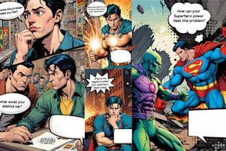 illustrate comic book page graphic novel storyboard anime manga art book cover