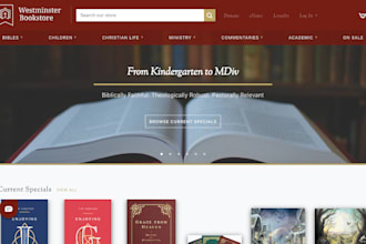 design christian book shopify website custom ebook store children book store