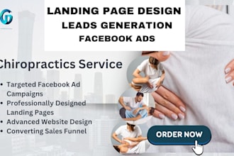 chiropractors, massage leads via facebook ads, landing page, website design