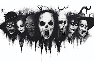 design haunting spooky eerie horror illustration art
