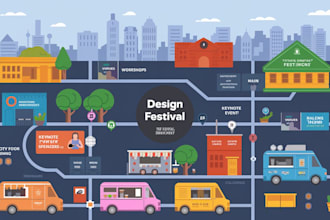 design festival maps and vector event map illustration