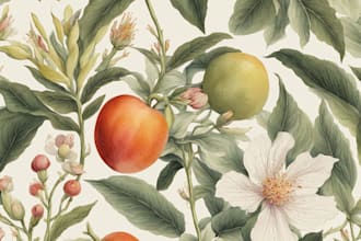 create botanical illustration of flowers, plants