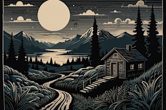 create awesome linocut illustration or linocut imitation