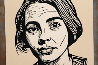 create a portrait print linocut