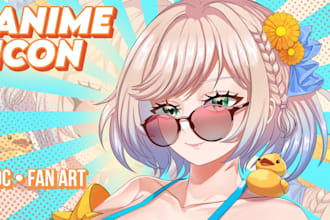 draw anime art character illustration for oc, fanart, pfp, vtuber