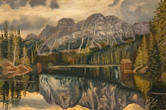 paint landscape in real oil painting on canvas