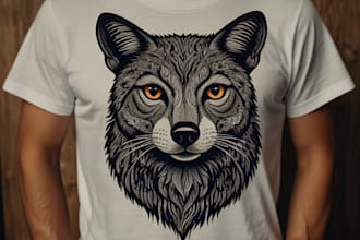 create animal linocut tshirt design for brands