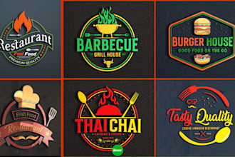 create food, BBQ, café, coffee shop and restaurant logo