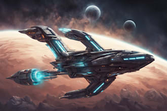 design a spaceship, sci fi illustration and sci fi art
