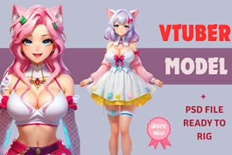 design vtuber model for live2d rigging vtuber character