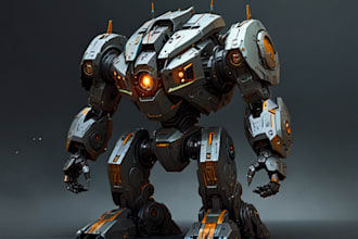 create a complete robot mecha character illustration