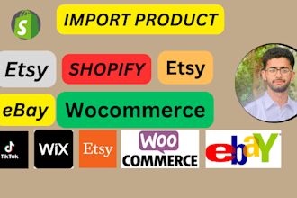 bulk import and export products on shopify, ebay, etsy, woocommerce