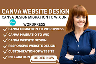 design responsive canva website, migrate canva website to wix or wordpress