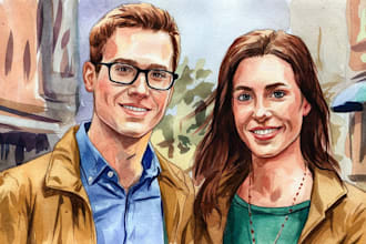 create amazing watercolor couple portrait