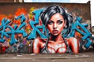 create unique street art graffiti artwork based in your pic