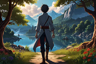 draw your epic scenery anime background art