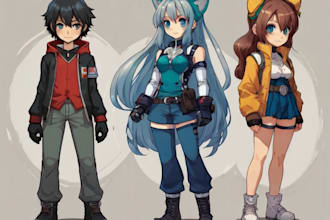 draw anime and game style characters art
