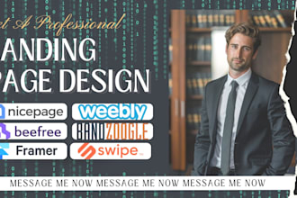 design weebly, nicepage, beefree bandzoogle framer website swipe or landing page