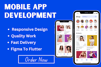 develop front end  UI in flutter for android apps using flutter